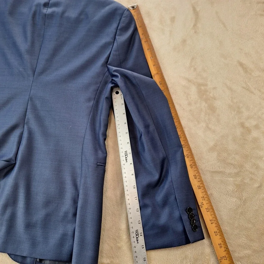 Express Photographer Suit Jacket Mens 38 Blue Solid Single Vent 2 Button Fitted